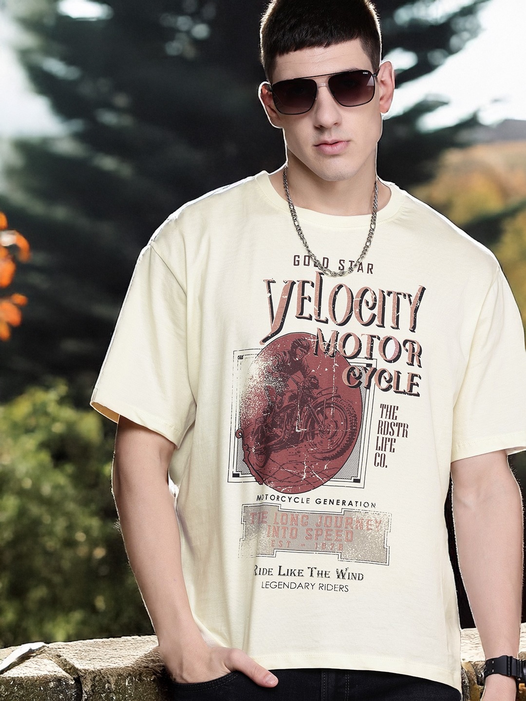 

The Roadster Lifestyle Co. Pure Cotton Typography Print T-shirt, Off white