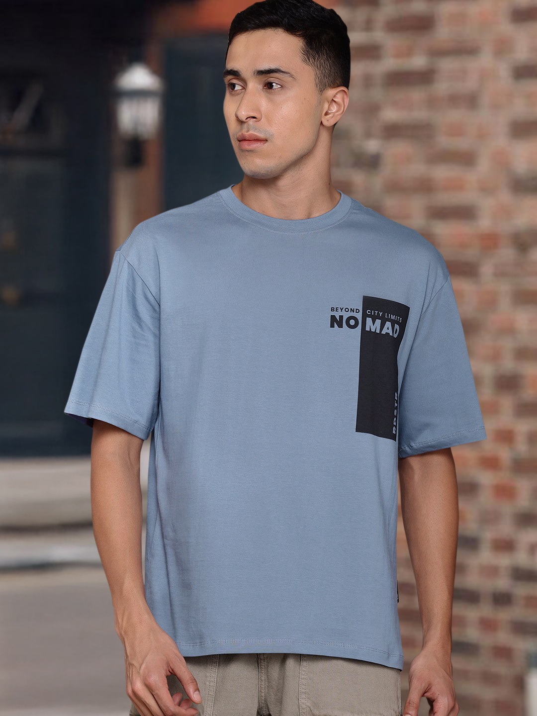 

The Roadster Lifestyle Co. Men Relaxed Fit Printed Pure Cotton T-shirt, Blue