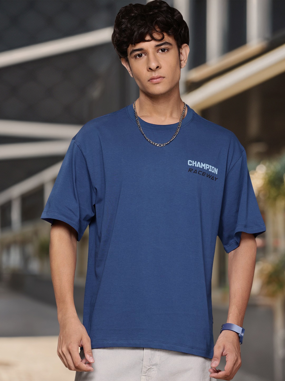 

The Roadster Lifestyle Co. Printed Relaxed Fit Cotton T-shirt, Blue