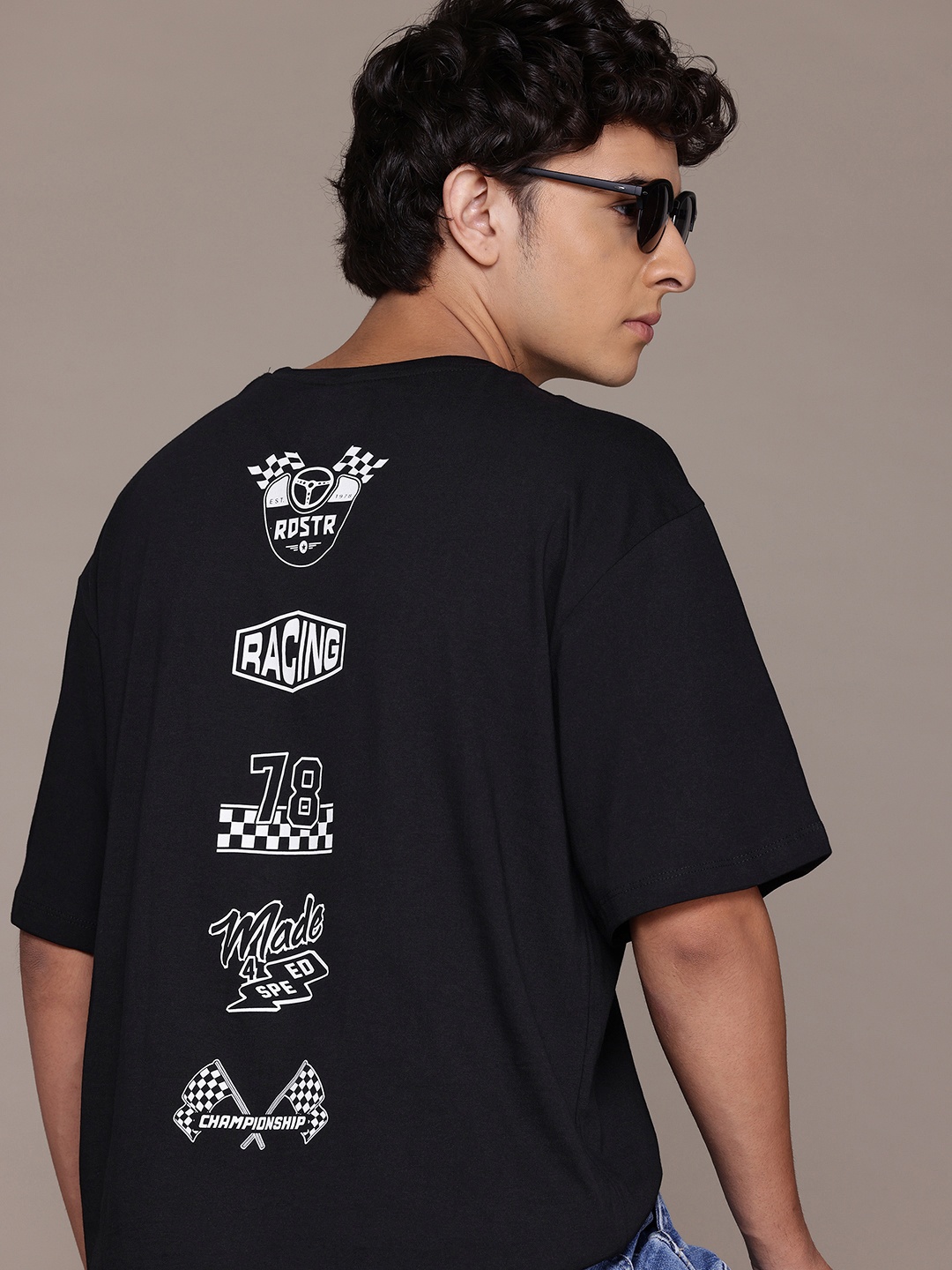 The Roadster Lifestyle Co. Men Printed Relaxed Fit Pure Cotton T-shirt, Black