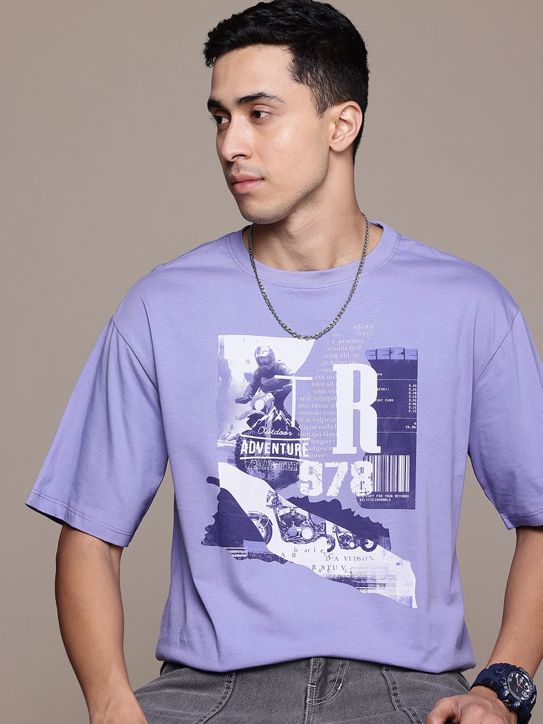 

The Roadster Lifestyle Co. Printed Relaxed Top, Purple