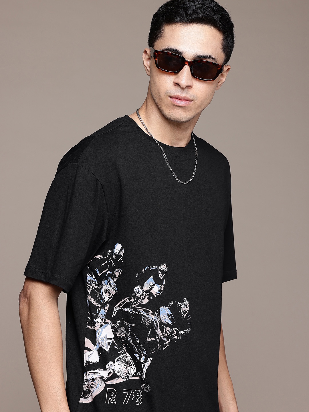 

The Roadster Lifestyle Co. Printed Relaxed Top, Black
