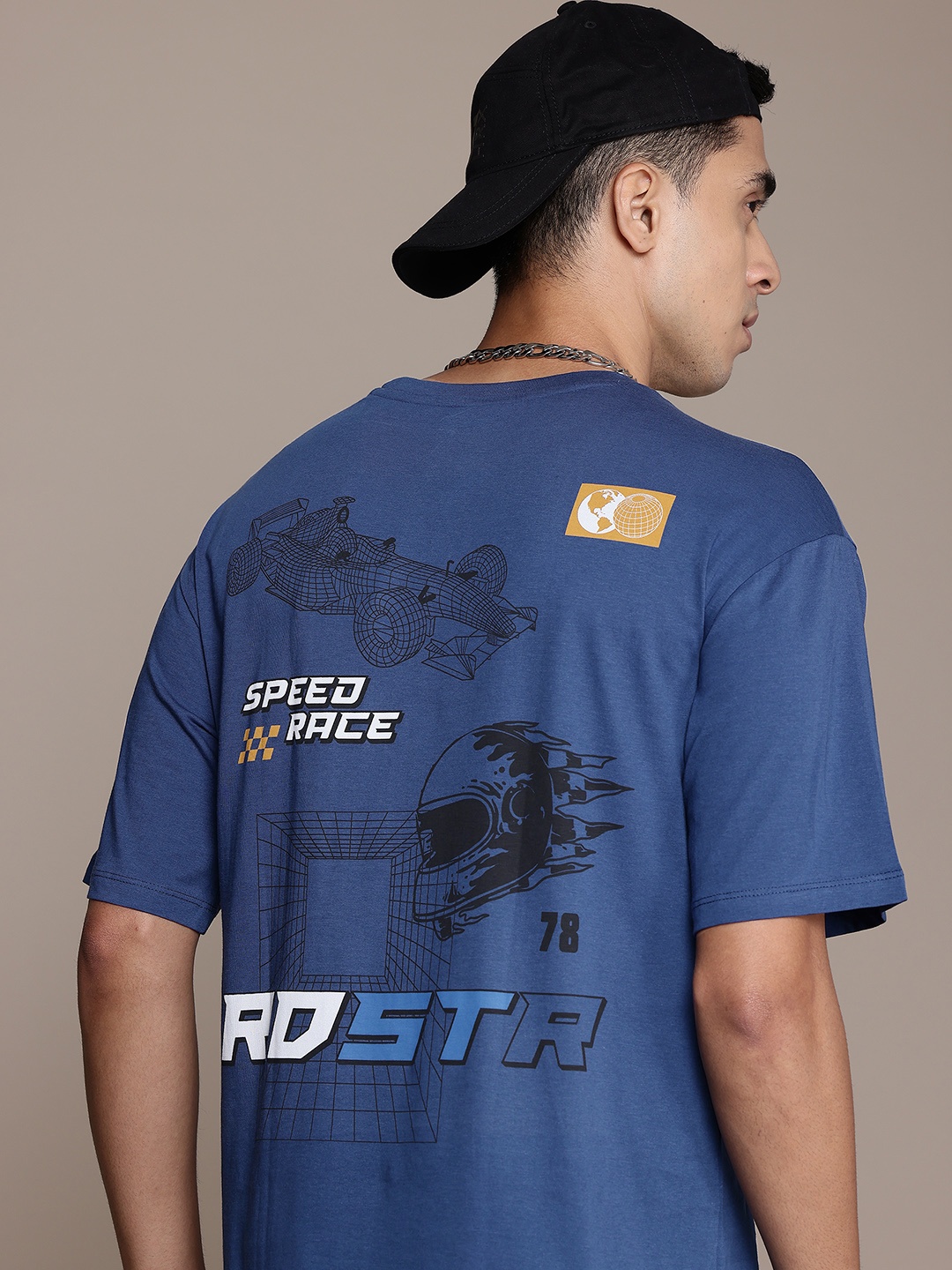 

The Roadster Lifestyle Co. Printed Pure Cotton Relaxed T-shirt, Blue