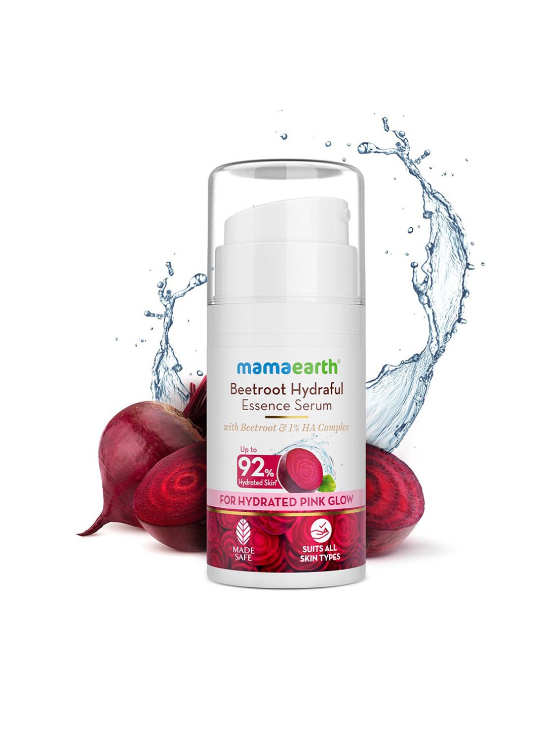 

Mamaearth Serum For Hydrated Pink Glow With Beetroot - 15ml, White