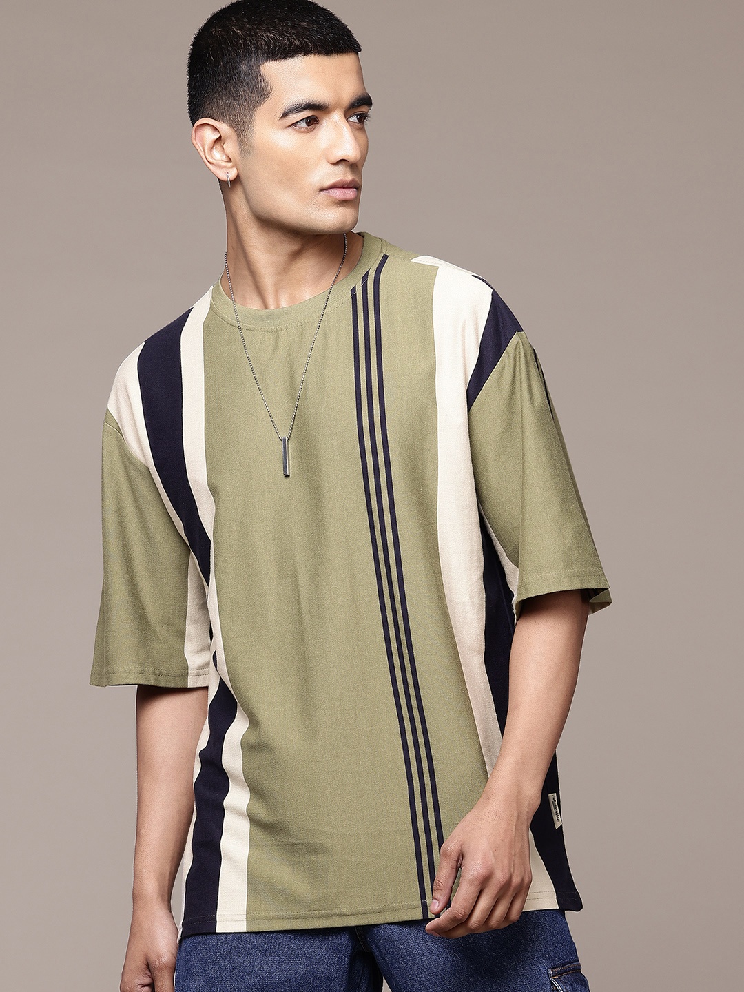 

The Roadster Lifestyle Co. Striped Relaxed T-shirt, Green