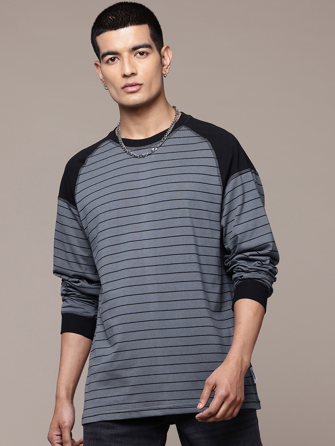 

The Roadster Lifestyle Co. Striped Oversized T-shirt, Blue