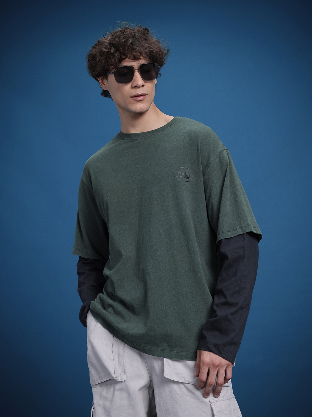 

The Roadster Life Co. Relaxed Fit Pure Cotton T-shirt, Green