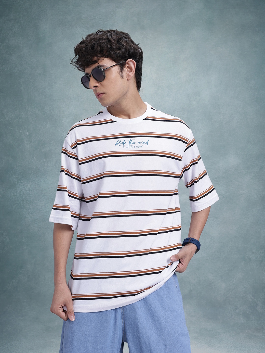 

The Roadster Life Co. Oversized Striped T-shirt, White