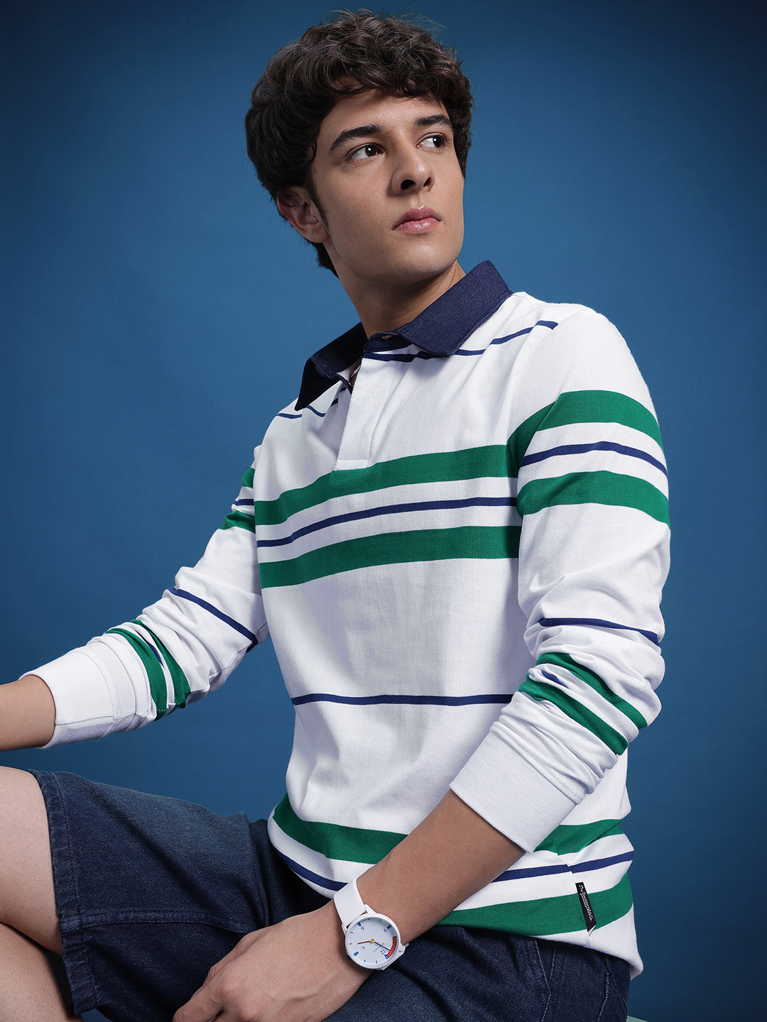 

The Roadster Life Co. Striped Polo Collar T-shirt, White