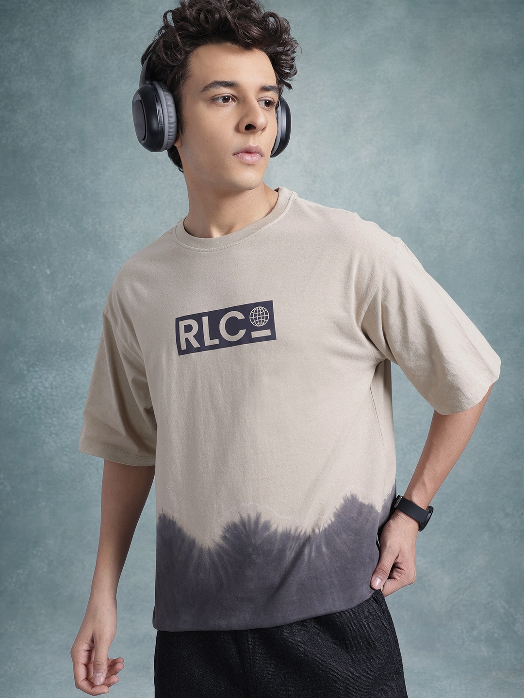 

The Roadster Life Co. Tie & Dye Pure Cotton Relaxed Fit T-shirt, Beige
