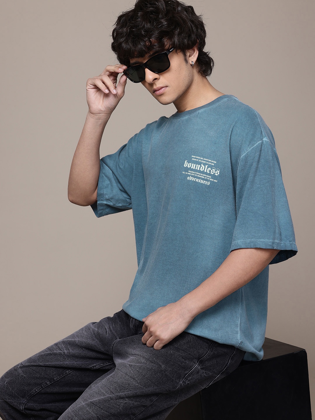

The Roadster Lifestyle Co. Pure Cotton Oversized T-shirt, Blue