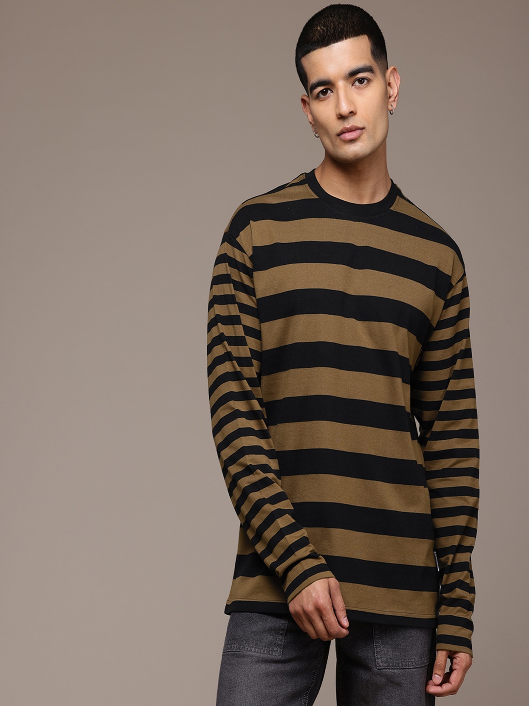 

The Roadster Lifestyle Co. Striped Relaxed T-shirt, Brown