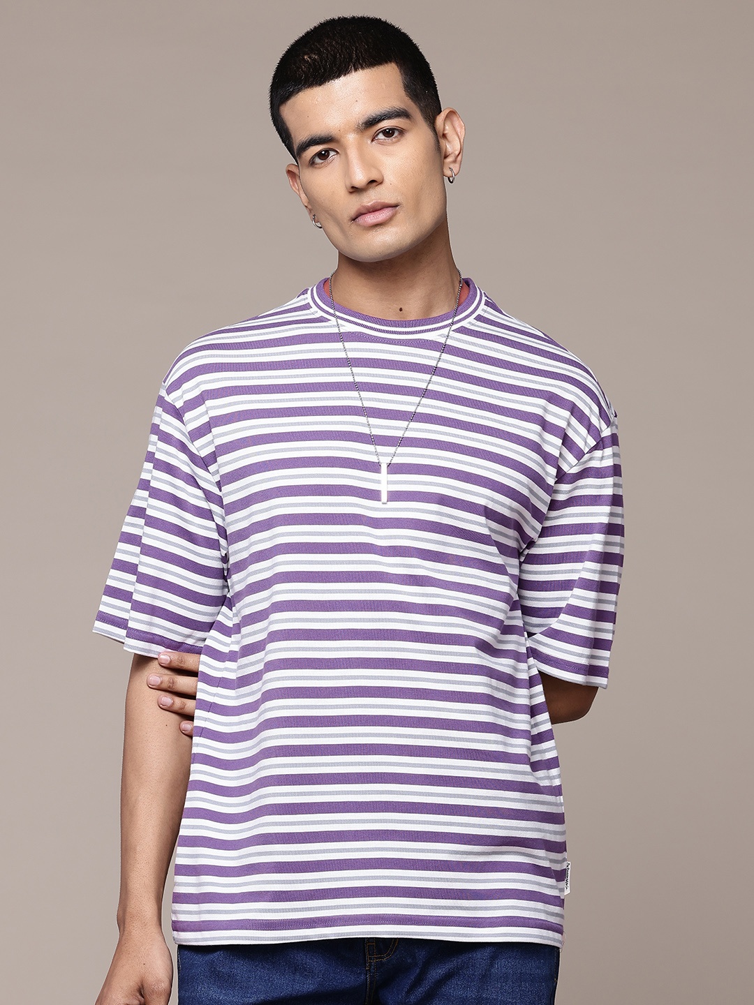 

The Roadster Lifestyle Co. Striped Relaxed T-shirt, Purple