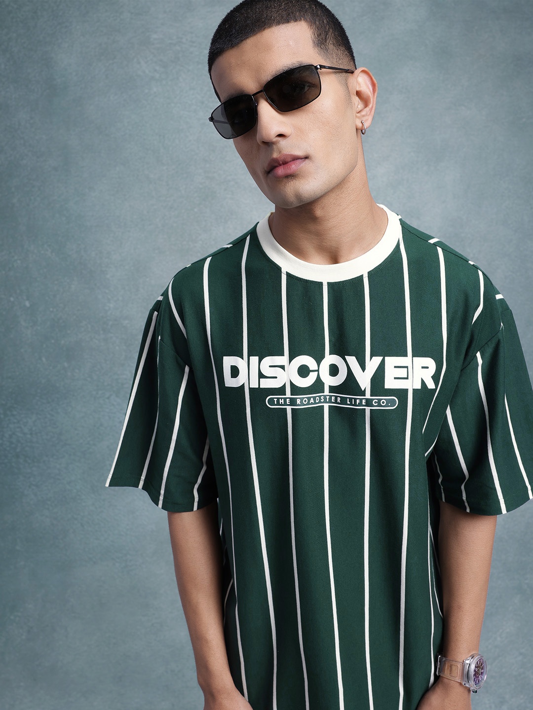 

The Roadster Life Co. Striped Relaxed Fit T-shirt, Green