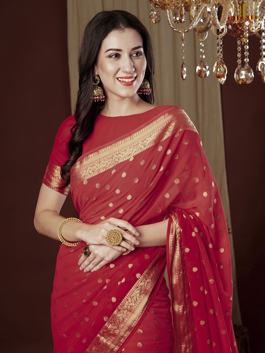 

Anouk Ethnic Motif Zari Woven Kanjeevaram Saree, Red