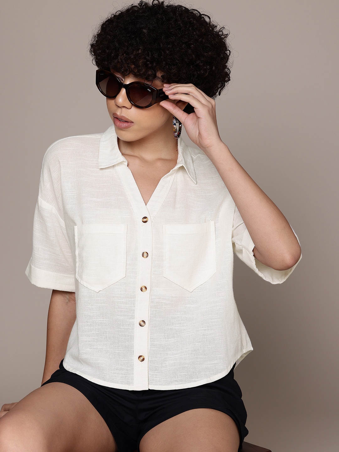 

The Roadster Lifestyle Co. Pure Cotton Shirt, Off white