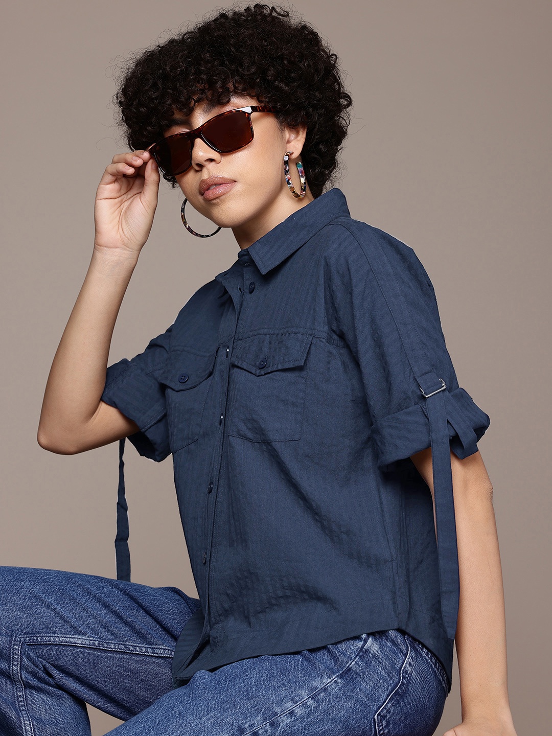 

The Roadster Lifestyle Co. Pure Cotton Shirt, Navy blue