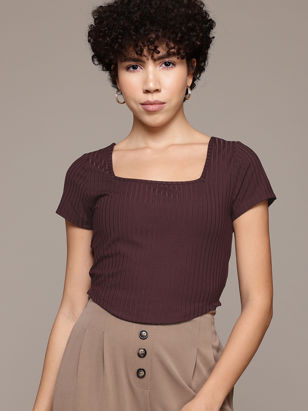 

The Roadster Lifestyle Co. Ribbed Crop Top, Burgundy