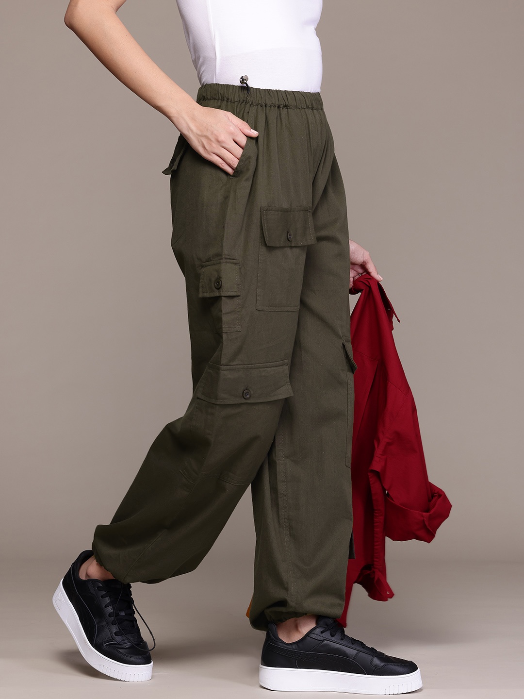 

The Roadster Lifestyle Co. Relaxed Cargo Parachute Trousers, Olive