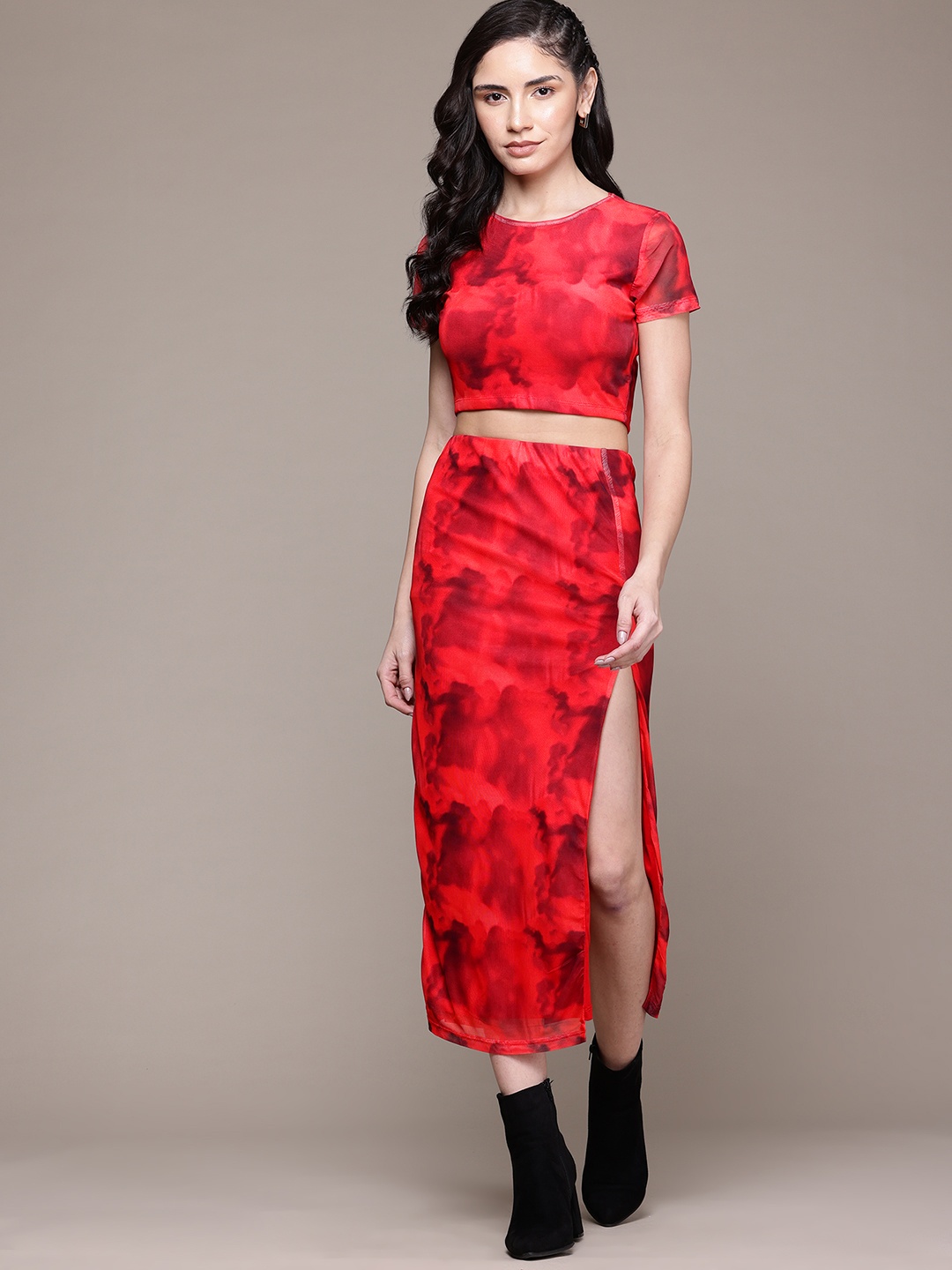 

The Roadster Lifestyle Co. Tie and Dye Net Co-Ords, Red