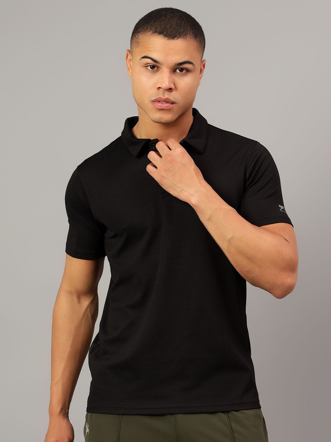 

Shiv Naresh Men Solid Polo Collar Polyester T-Shirt, Black