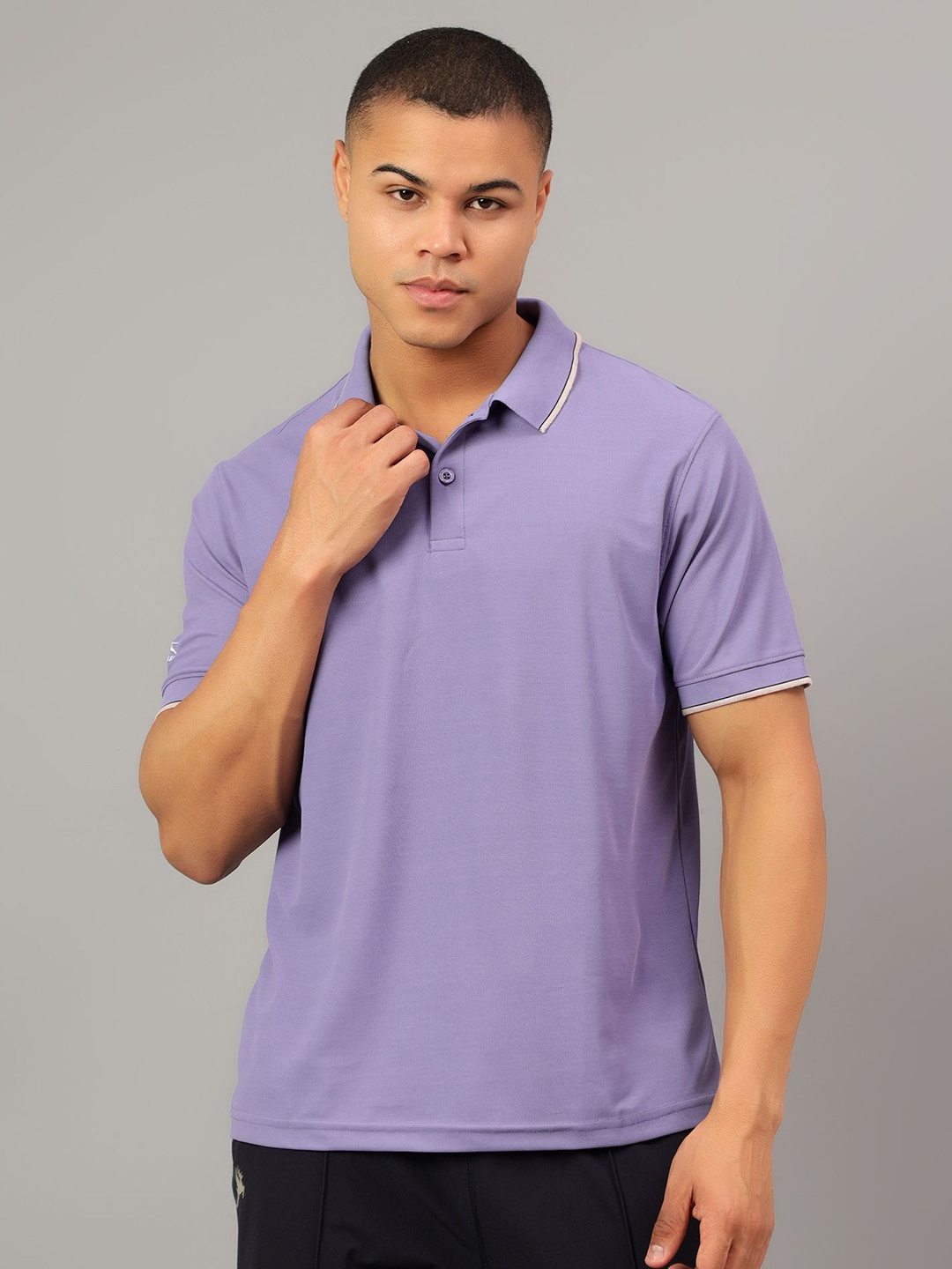 

Shiv Naresh Men Solid Polo Collar Polyester T-Shirt, Purple