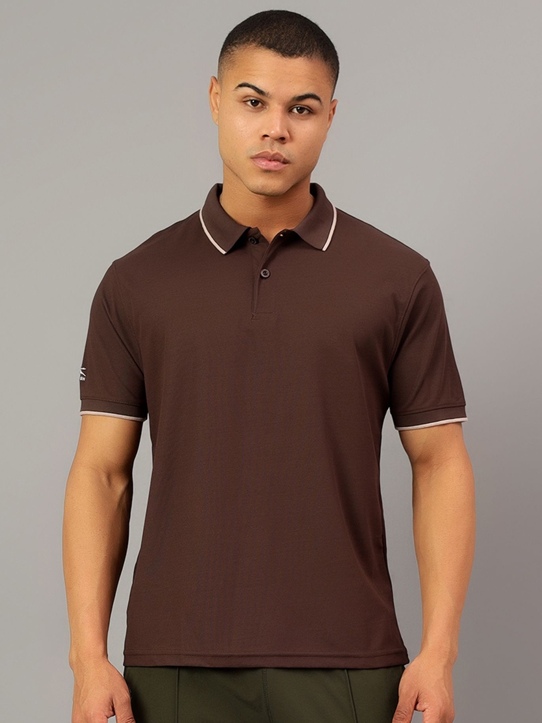 

Shiv Naresh Men Solid Polo Collar Polyester T-Shirt, Brown