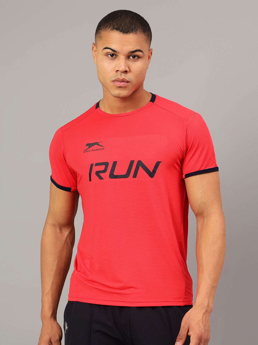 

Shiv Naresh Men Typography Printed Round Neck Polyester Slim Fit T-Shirt, Red