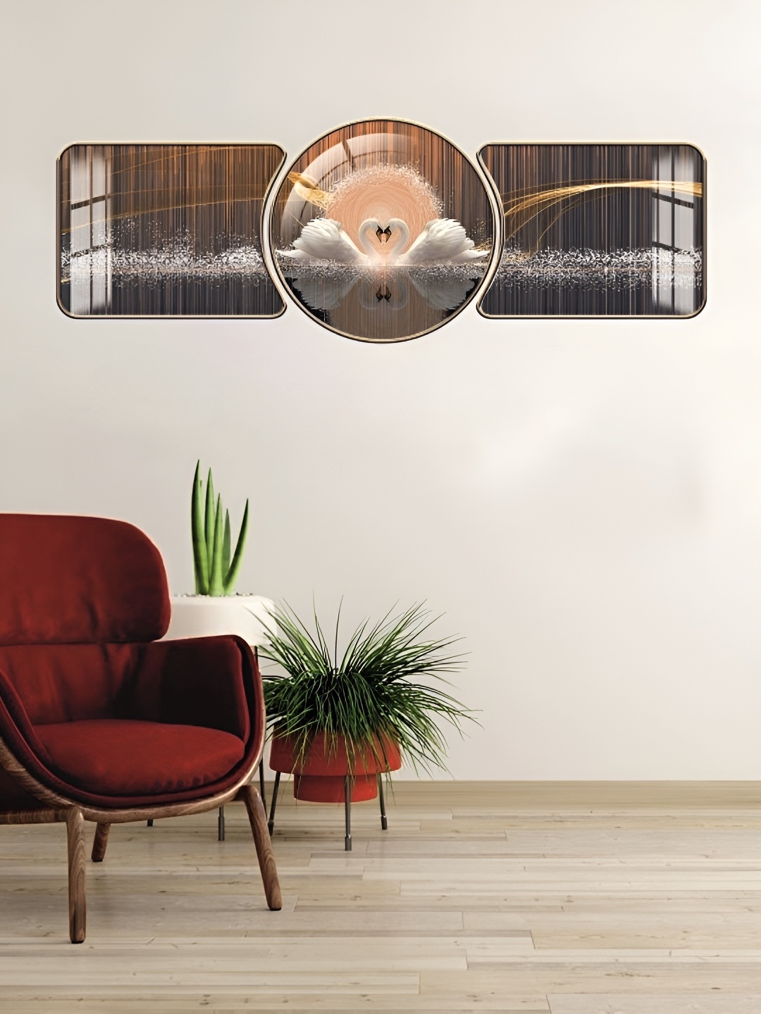 

WALLMAX Gold-Toned 3 Pieces Wooded Wall Art