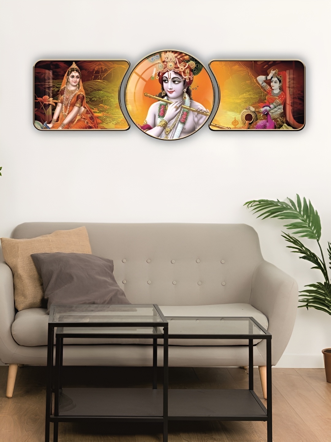 

WALLMAX Gold-Toned 3 Pieces Wooden Wall Paintings