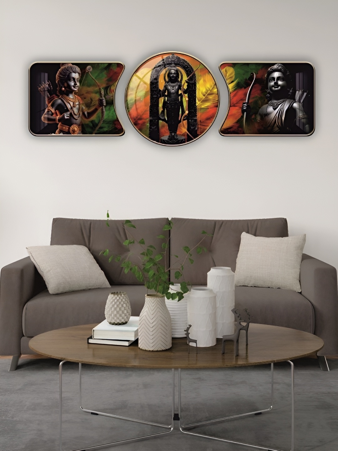 

WALLMAX Premium Crystal Gold Toned & Black 3 Pieces Wooden Religious Wall Art
