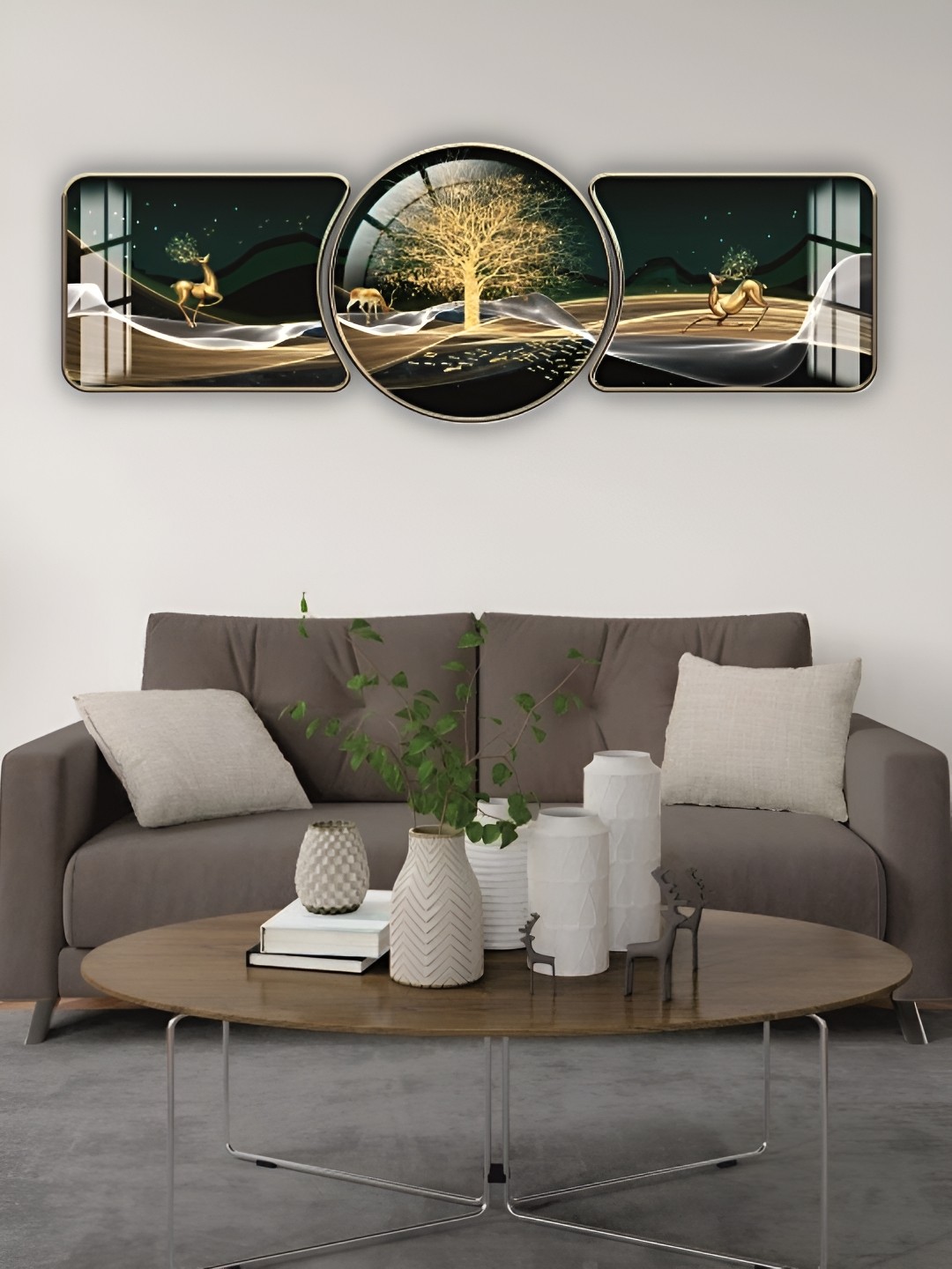 

WALLMAX Gold-Toned & Black 3 Pieces Wooden Paintings Wall Art