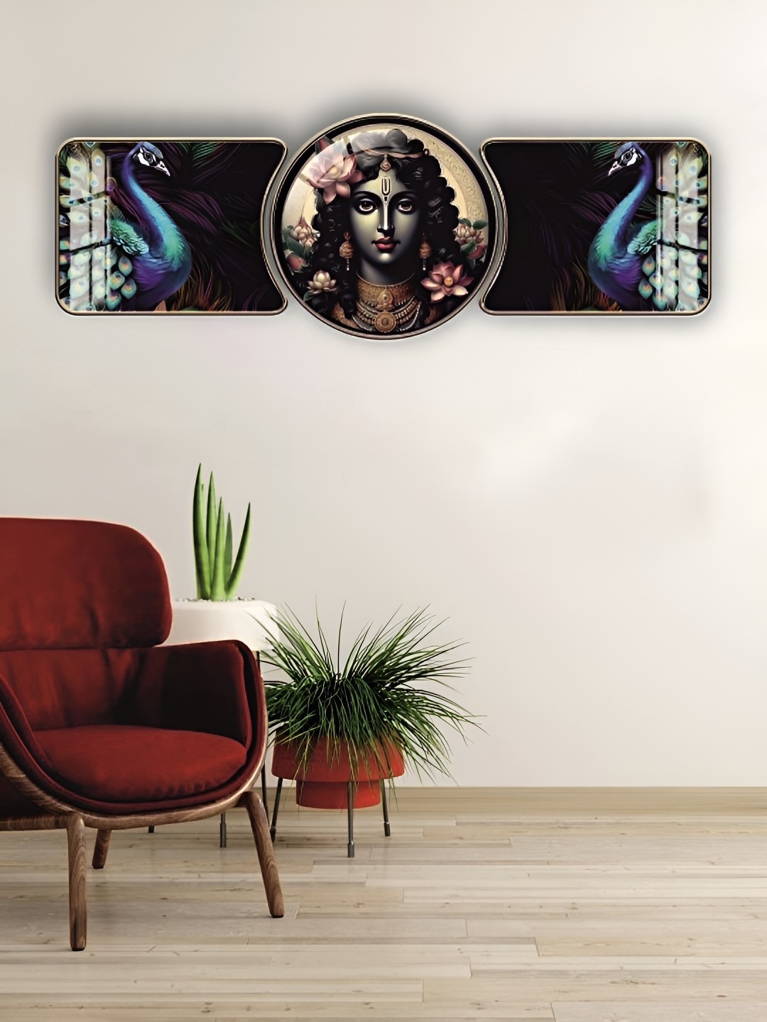 

WALLMAX Gold-Toned & Black 3 Piece Wooden Wall Art