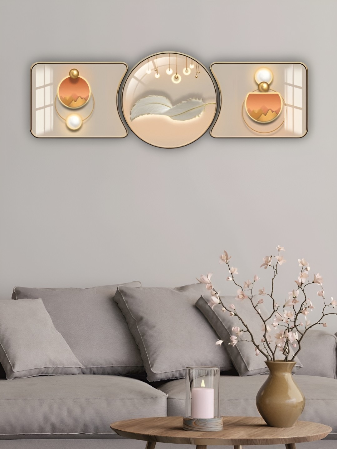 

WALLMAX Gold-Toned 3 Pieces Wooden Wall Art