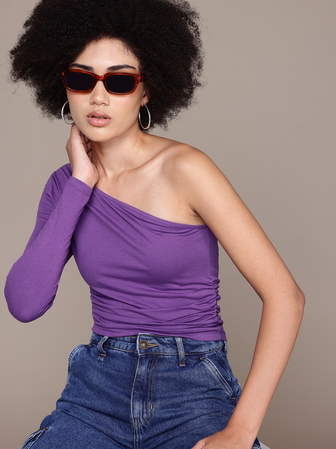 

The Roadster Lifestyle Co. One Shoulder Fitted Top, Purple