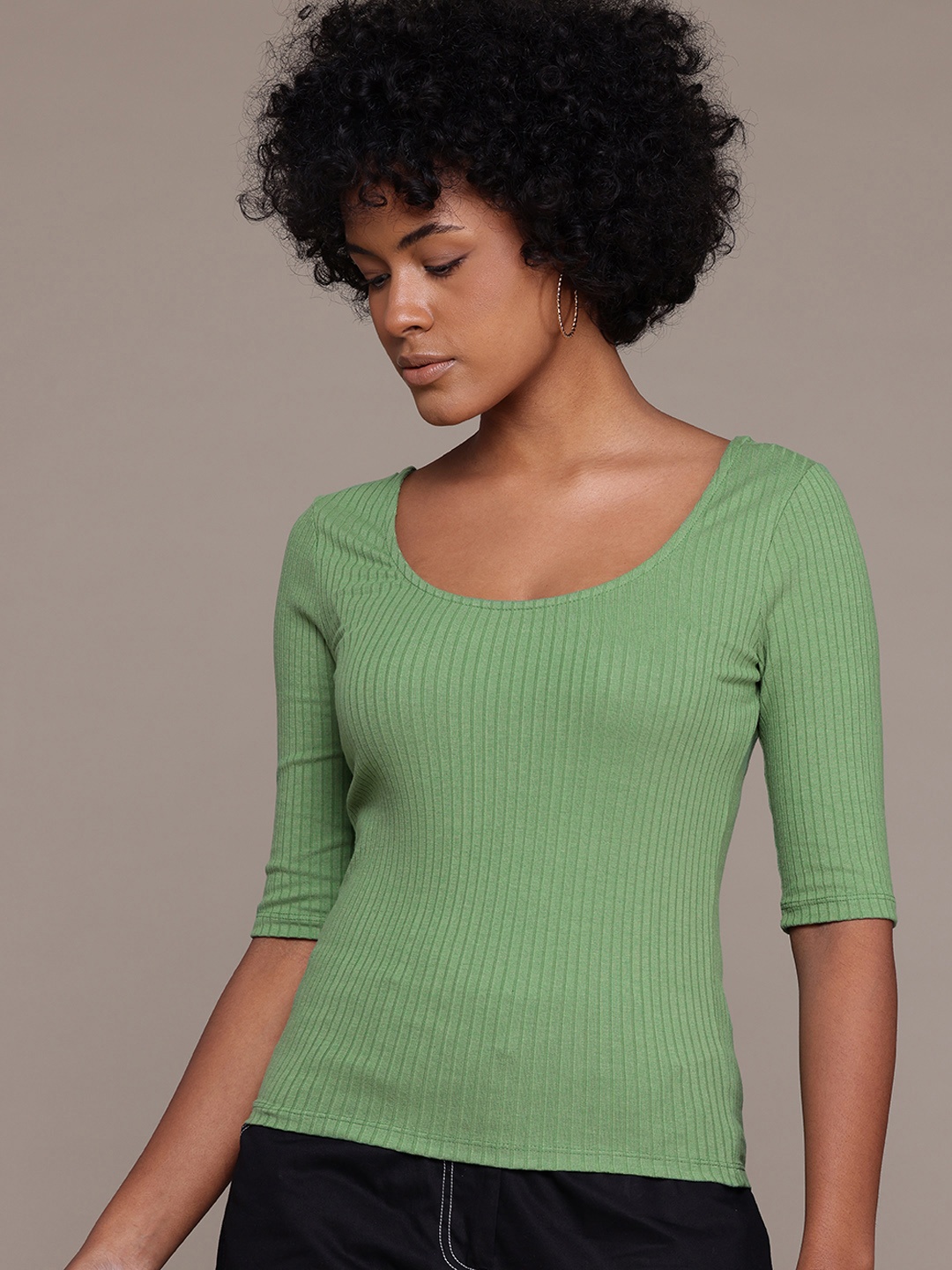 

The Roadster Lifestyle Co. Ribbed Fitted Top, Green