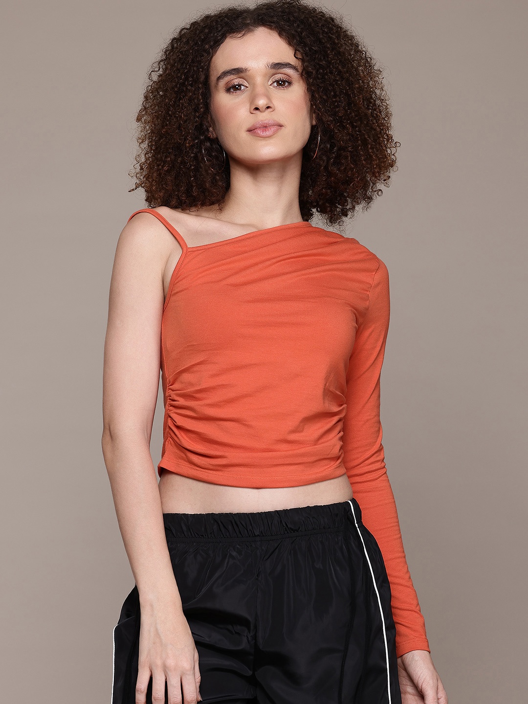 

The Roadster Lifestyle Co. One Shoulder Ruched Top, Orange