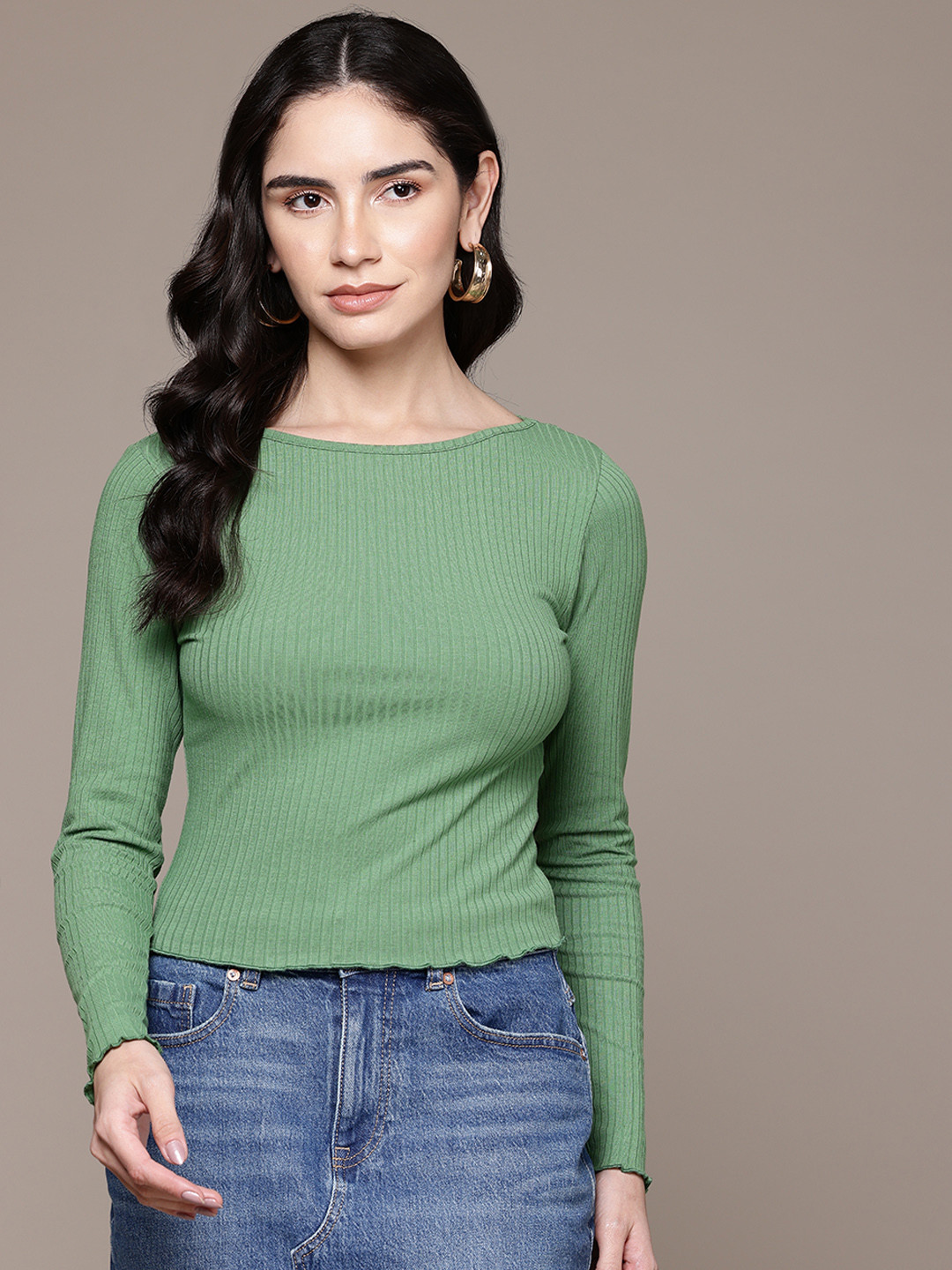 

The Roadster Lifestyle Co. Square Neck Ribbed Top, Green