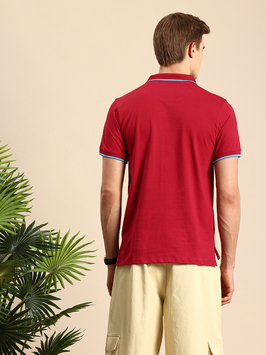 

Mast & Harbour Polo Collar Pure Cotton Casual T-shirt, Red