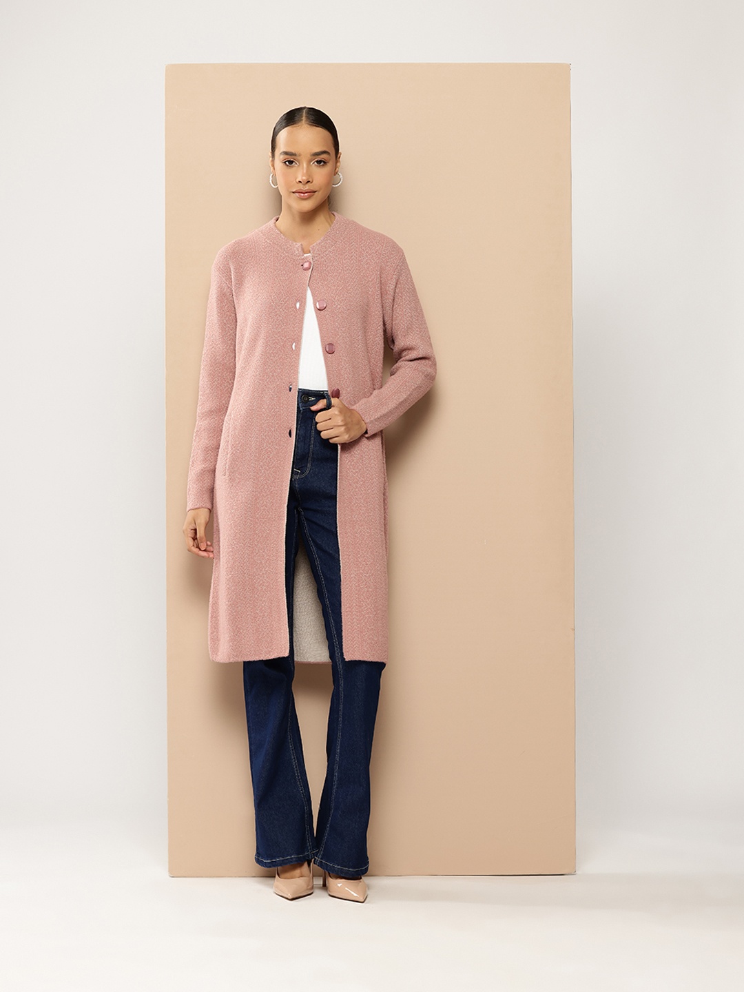 

Chemistry Woollen Longline Cardigan, Pink