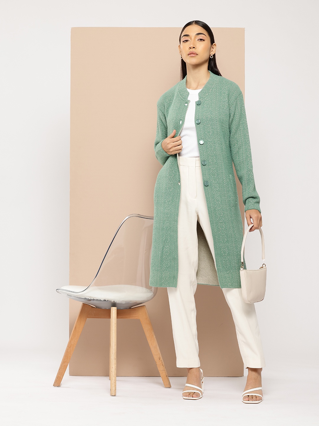 

Chemistry Woollen Longline Cardigan, Green