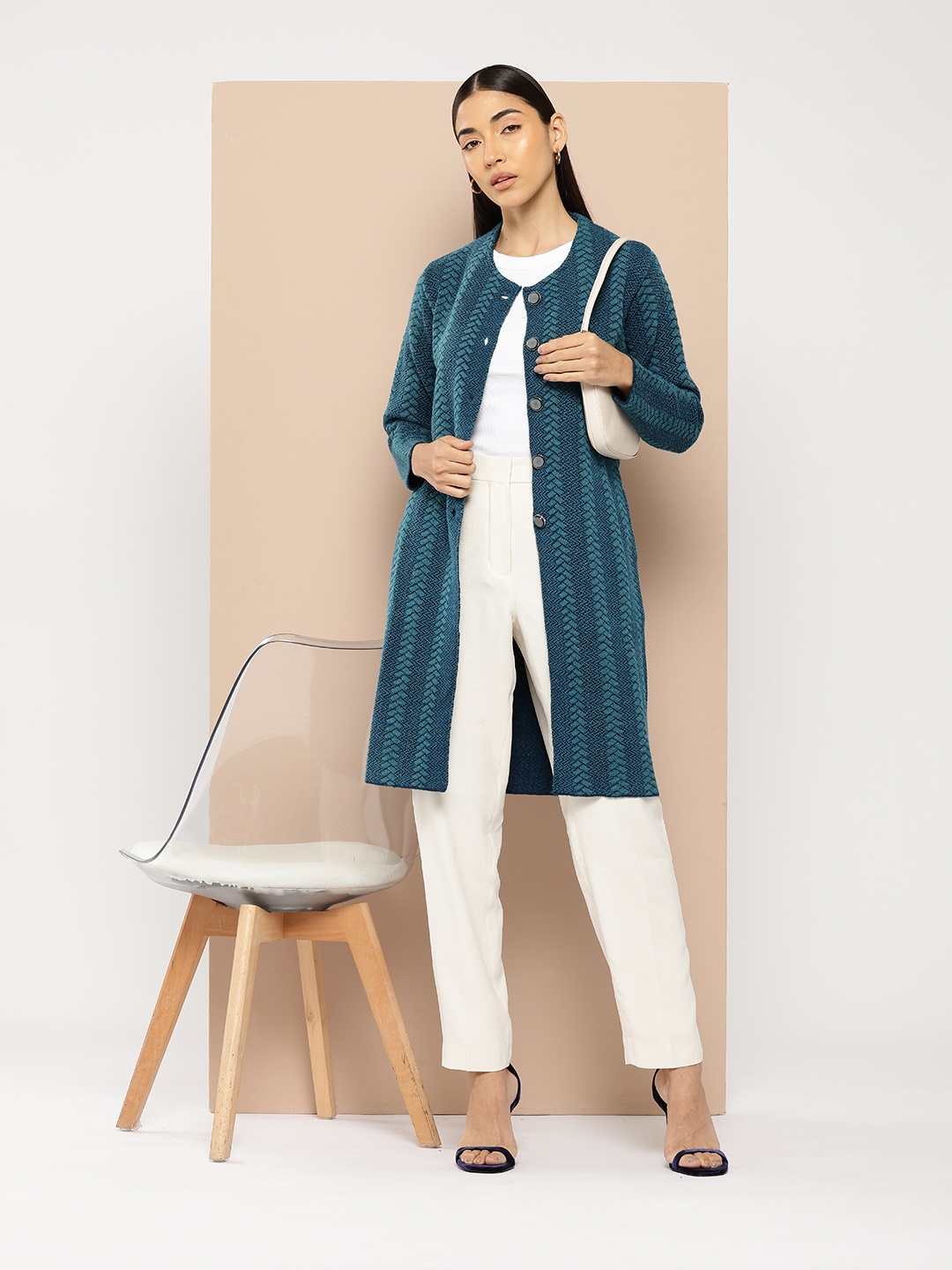 

Chemistry Woollen Longline Cardigan, Blue