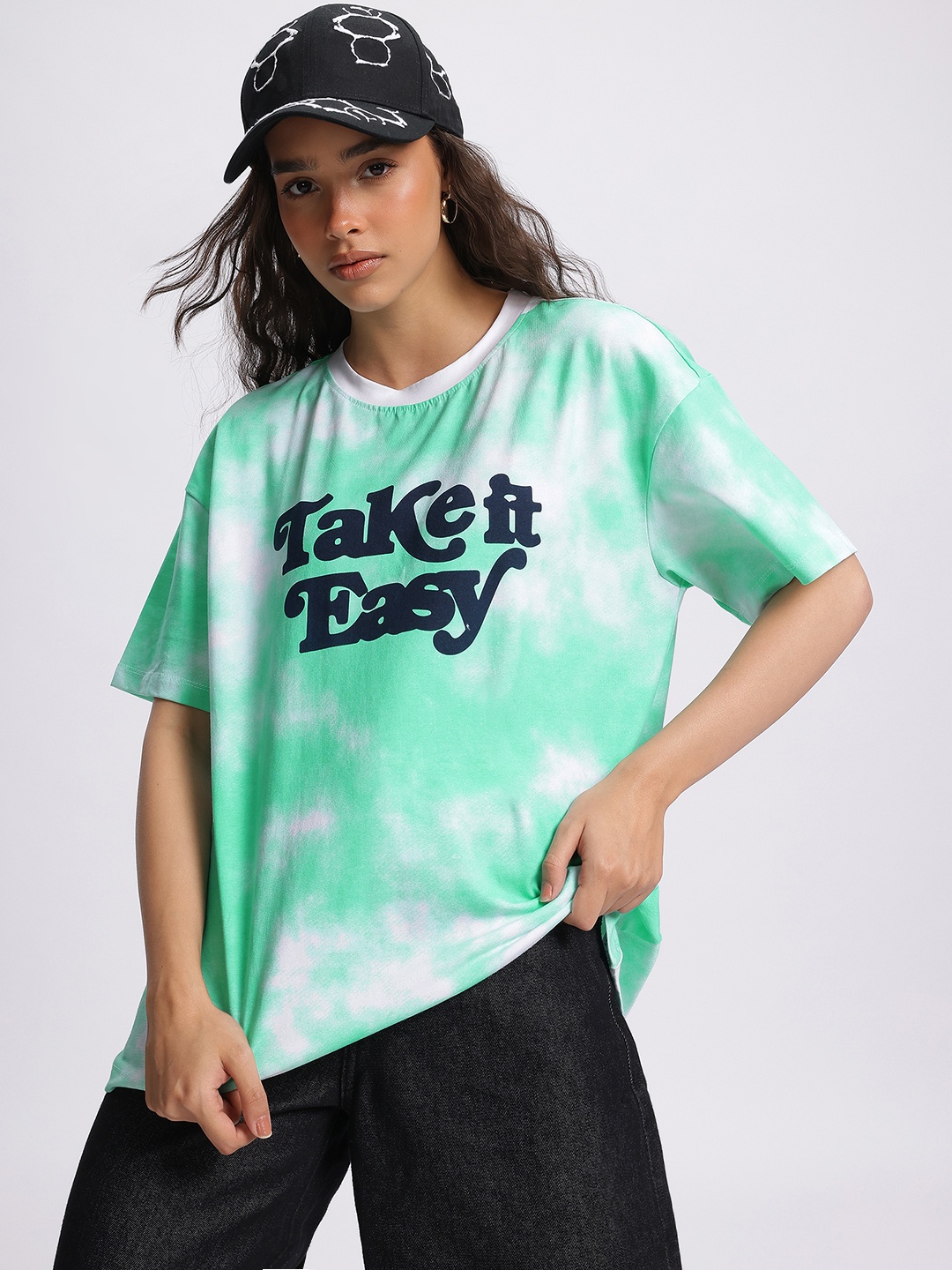 

The Roadster Lifestyle Co. Tie and Dyed Utopia Oversized T-shirt, Green