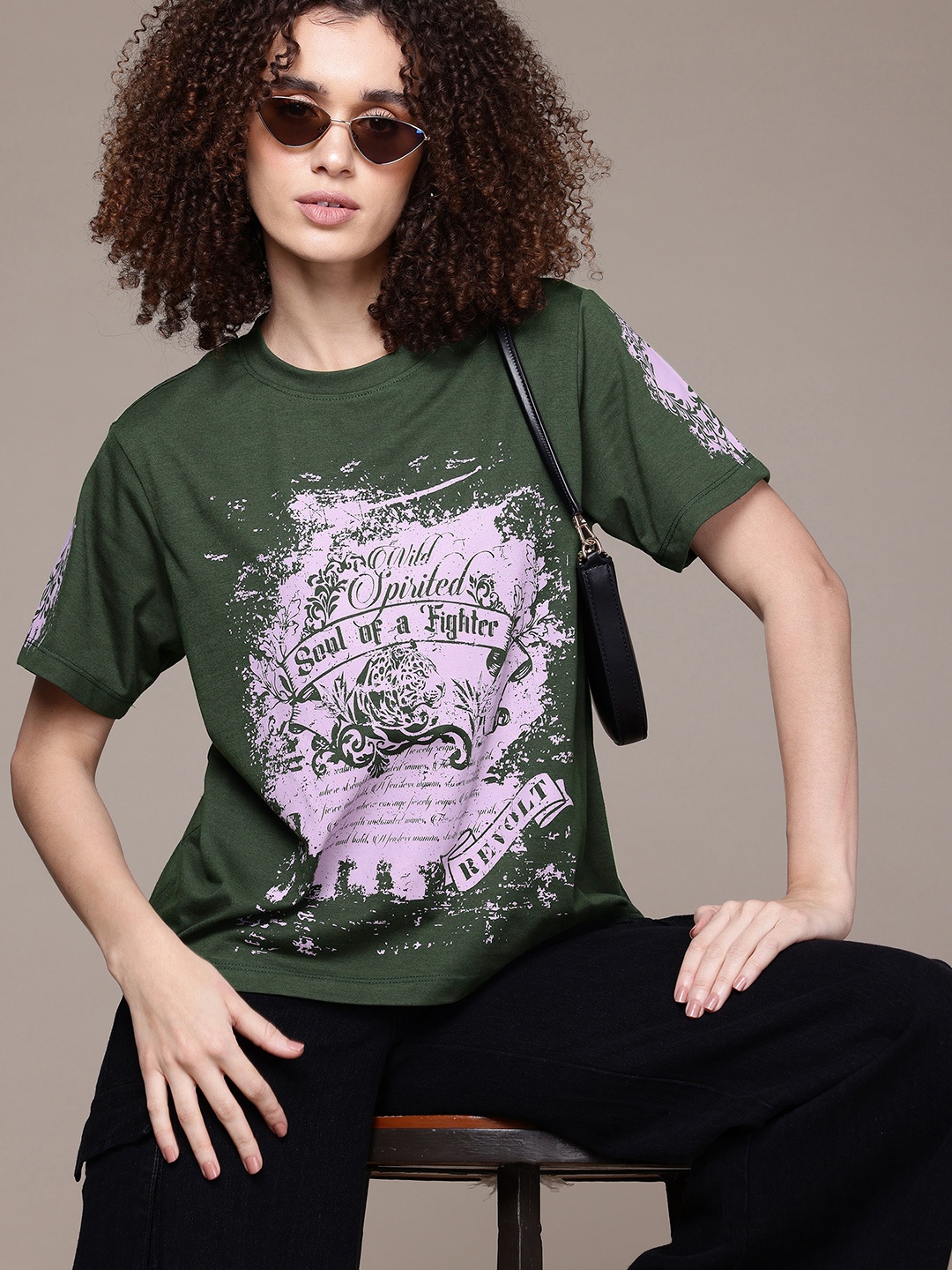 

The Roadster Lifestyle Co. Printed Relaxed Fit T-shirt, Olive