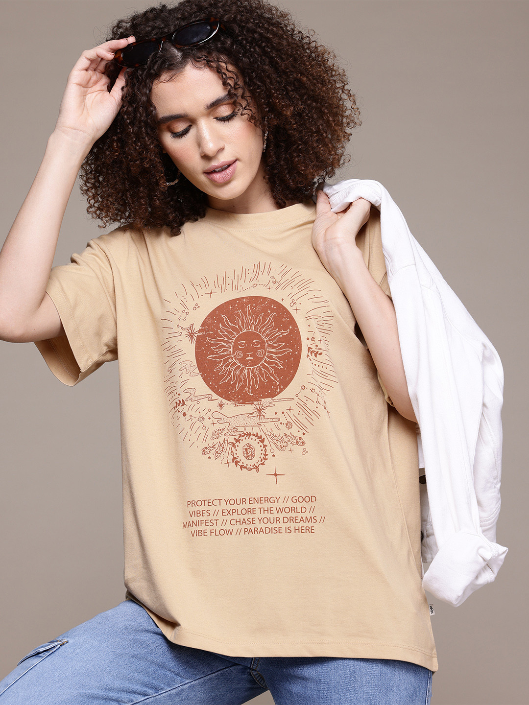 

The Roadster Lifestyle Co. Printed Relaxed Fit T-shirt, Beige