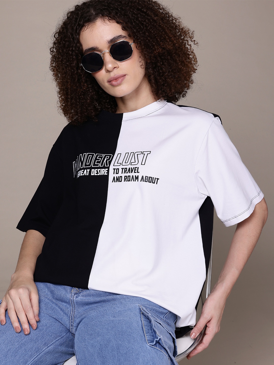 

The Roadster Lifestyle Co. Colourblocked Relaxed T-shirt, Black
