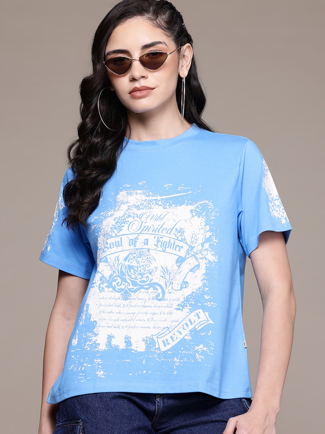 

The Roadster Lifestyle Co. Printed Relaxed Fit T-shirt, Blue