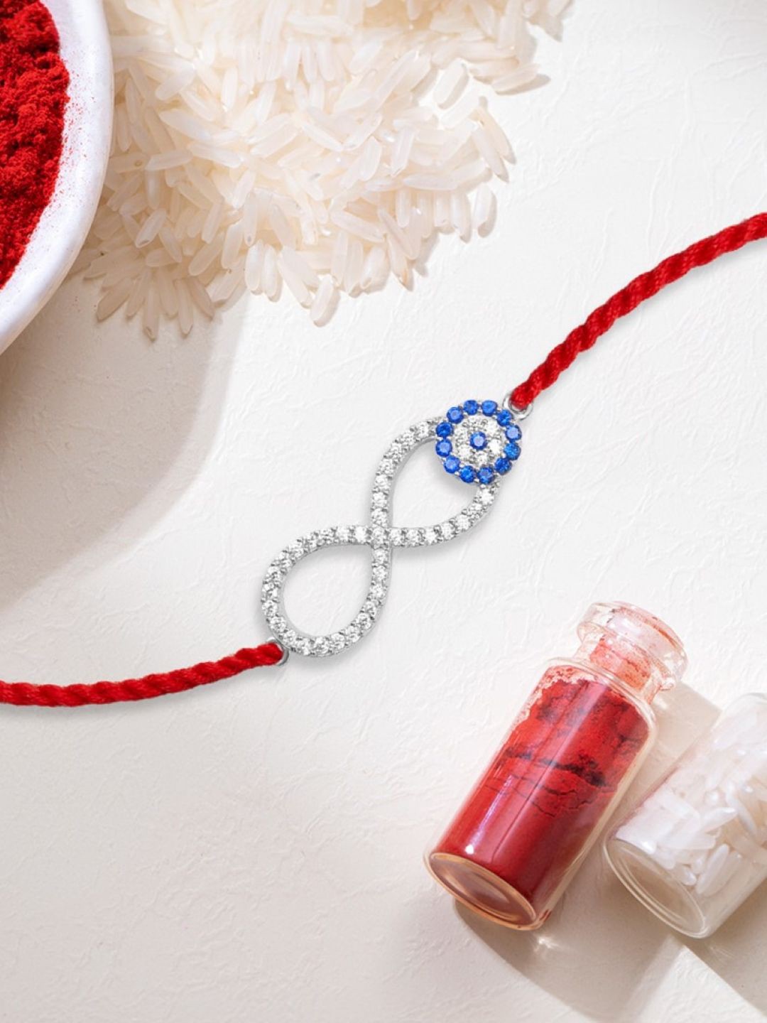 

Zavya 925 Sterling Silver Infinity Charm Threaded Brother Rakhi Combo