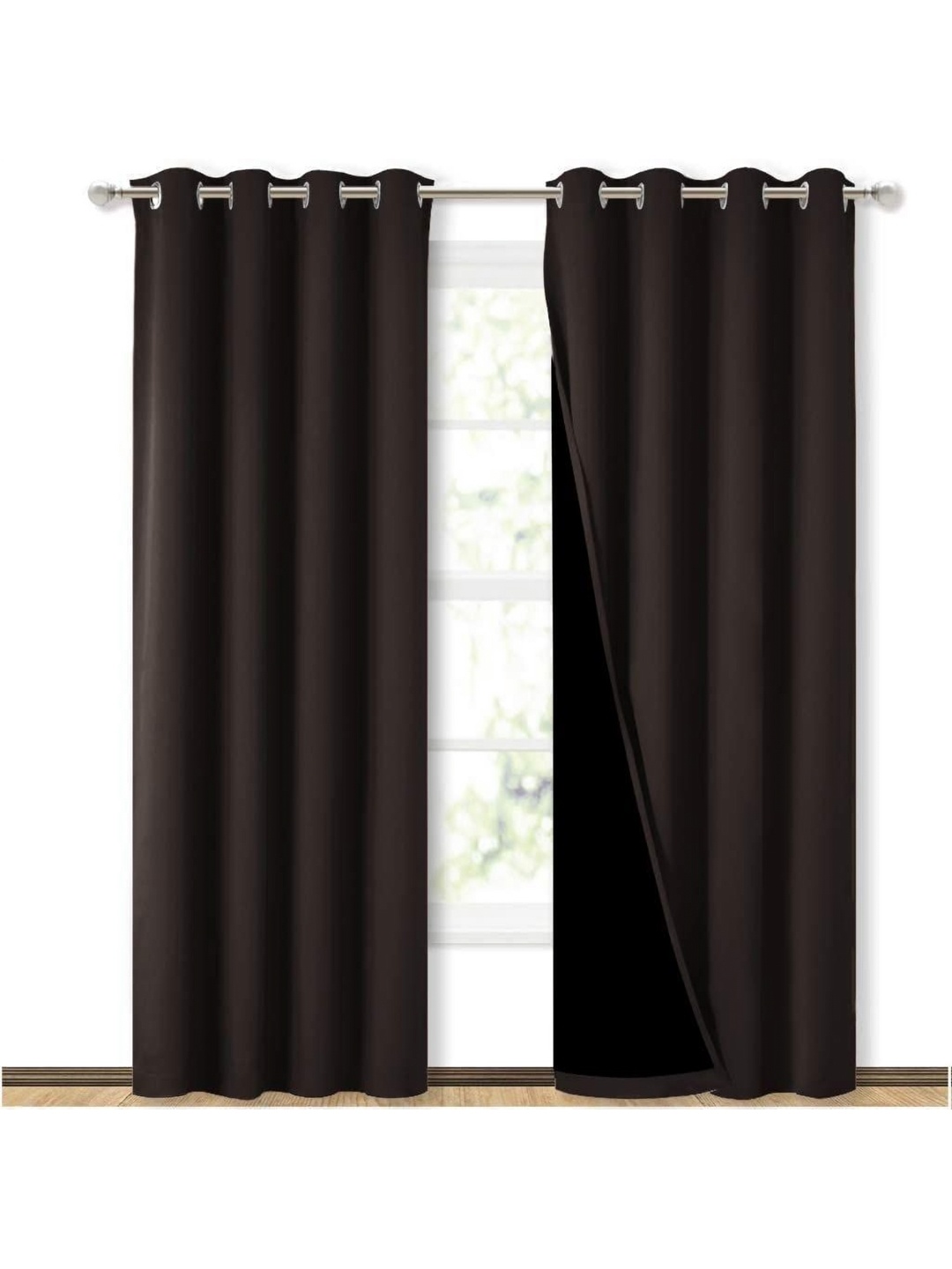 

BFAM Coffee Brown Black Out Long Door Curtain