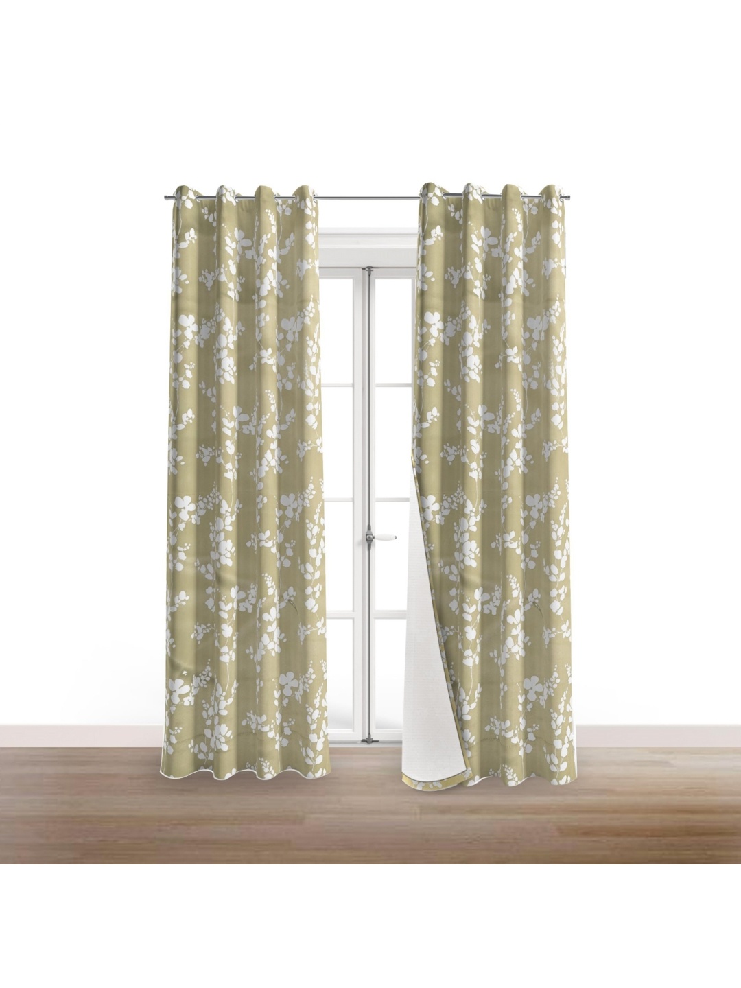 

BFAM Green Floral Printed Black Out Door Curtain